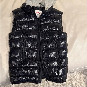 Appaman Shiny Black Puffer Vest with Gray Hood